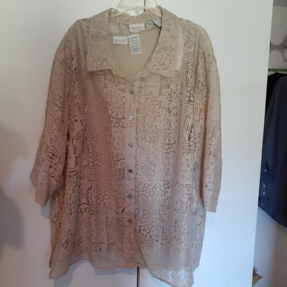 White stag shirt tank top set women's 26 28 3x 4x tan beige new nwt